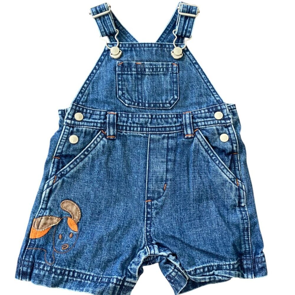 Y2K 2003 Gymboree Dog Puppy Overalls Shortalls - Picture 1 of 5